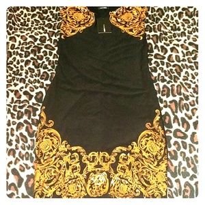 Black & gold foil design dress (L)